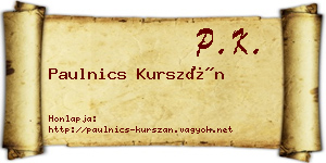 Paulnics Kurszán névjegykártya